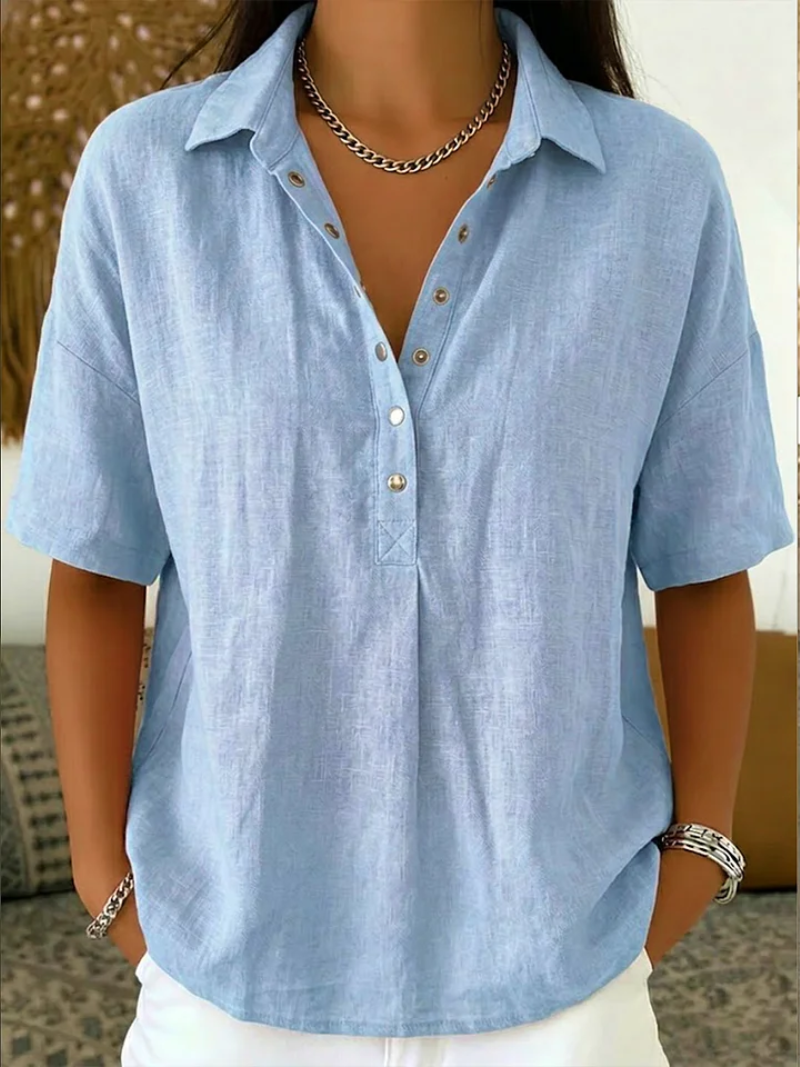 Blusa con Cuello y Detalles de Botón
