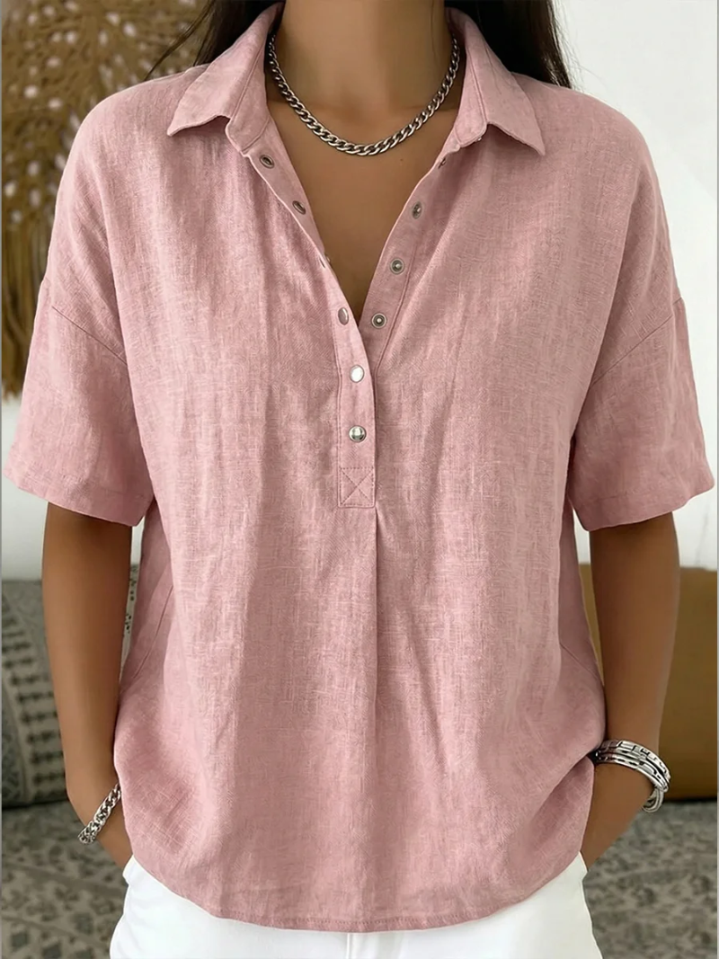 Blusa con Cuello y Detalles de Botón