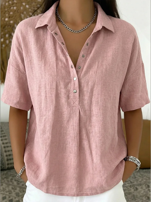 Blusa con Cuello y Detalles de Botón