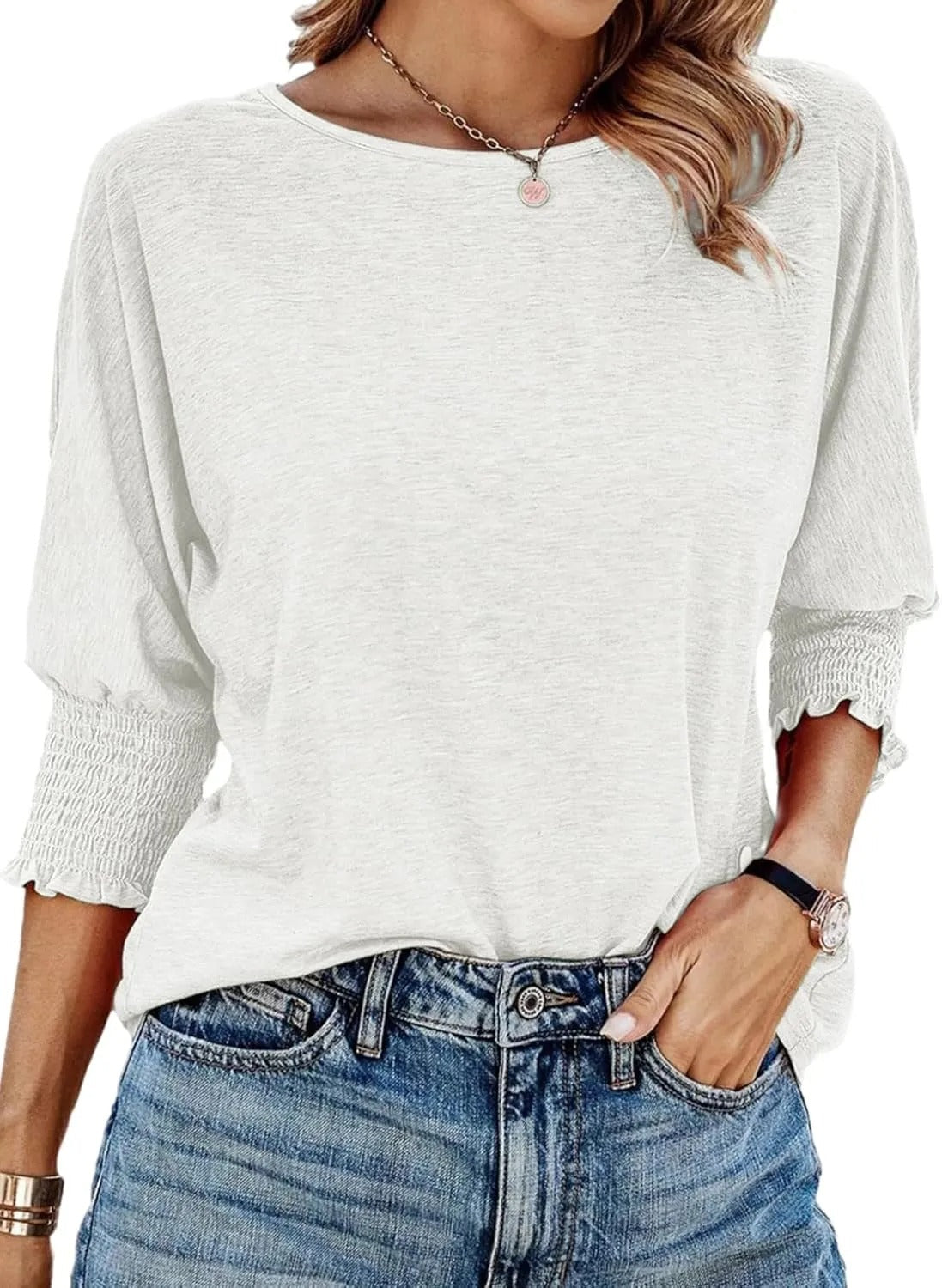Blusa Sencilla de Cuello Redondo