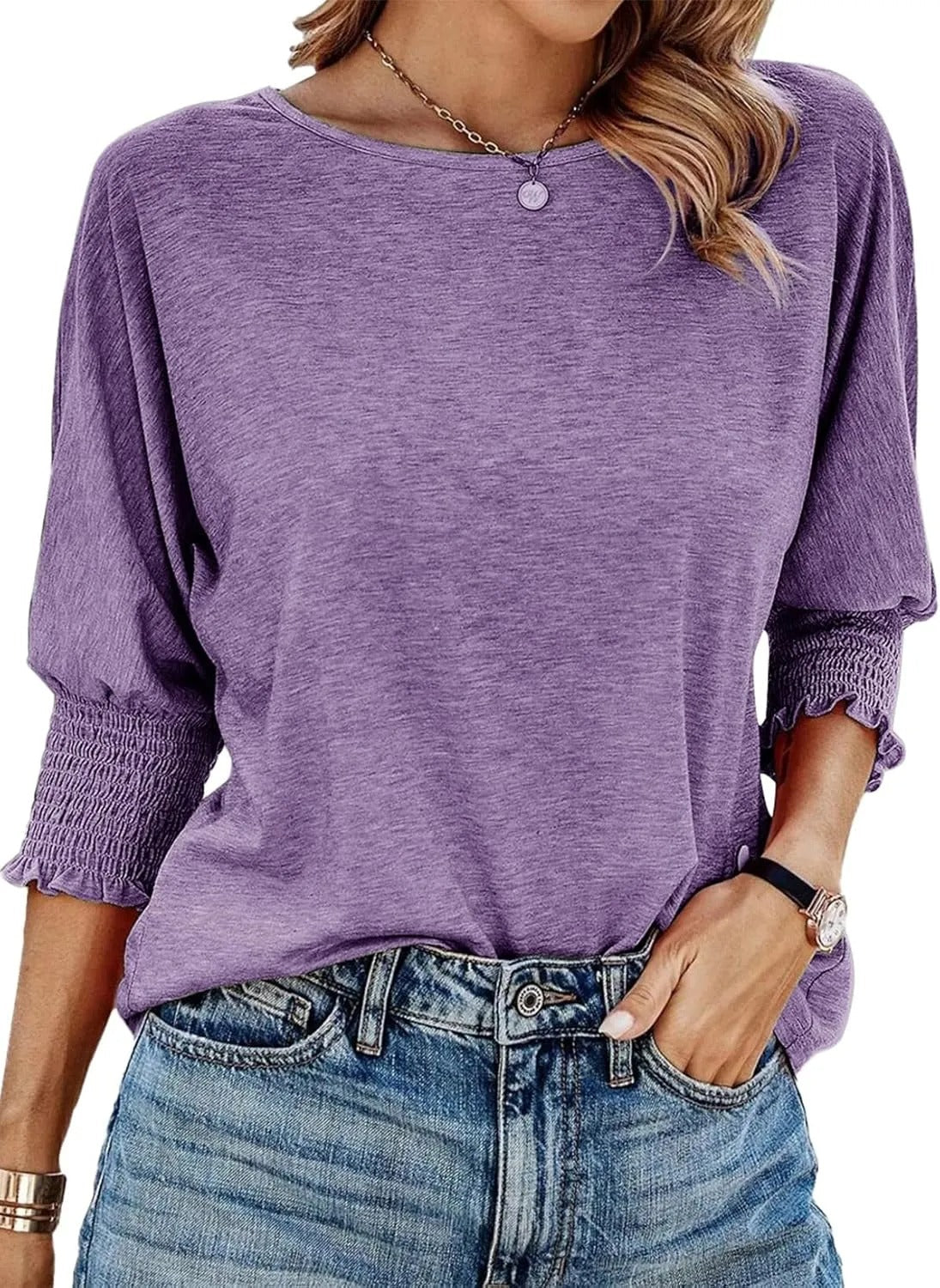 Blusa Sencilla de Cuello Redondo