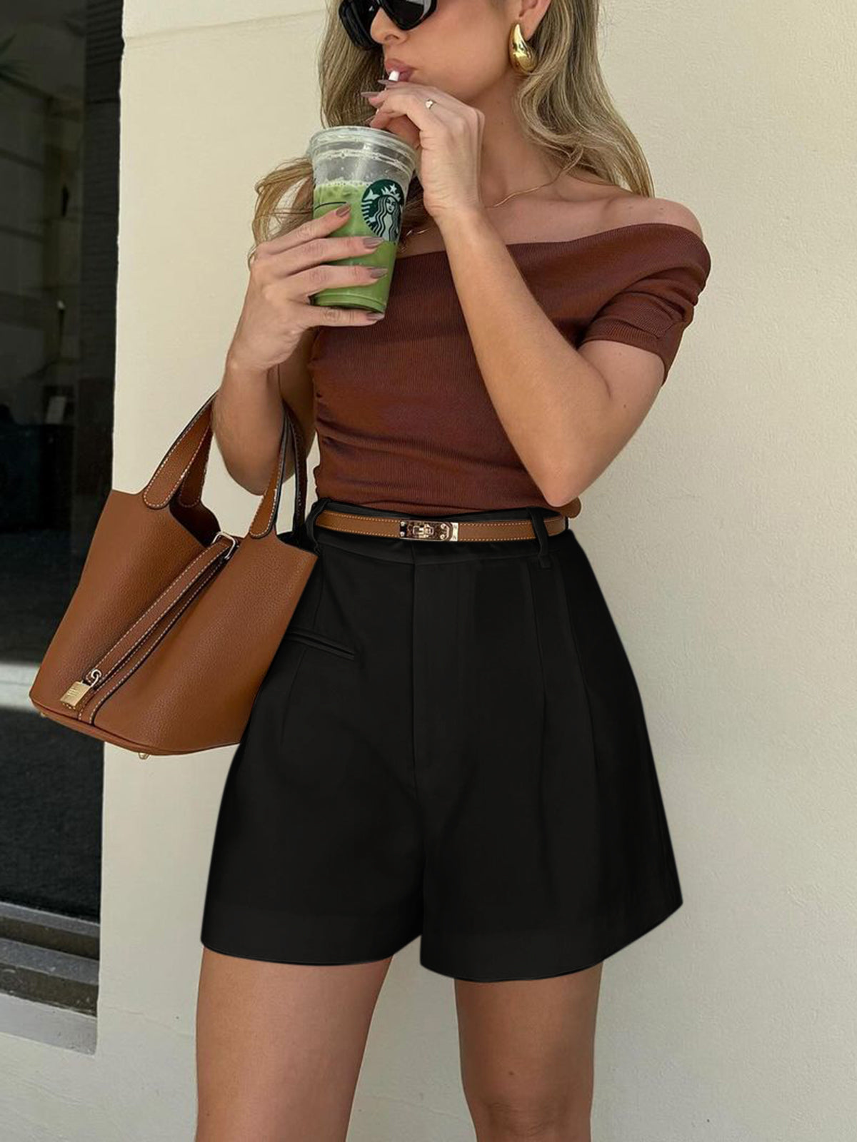 Shorts de Tiro Alto con Estilo
